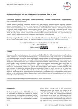 CODON CODON Biodecontamination of Milk and Dairy Products By