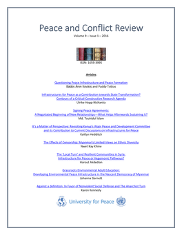 Peace and Conflict Review Volume 9 – Issue 1 – 2016