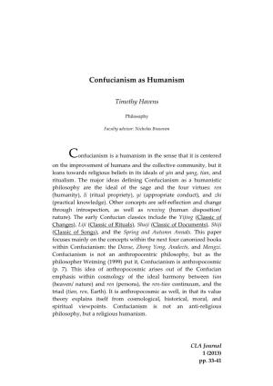 Confucianism As Humanism