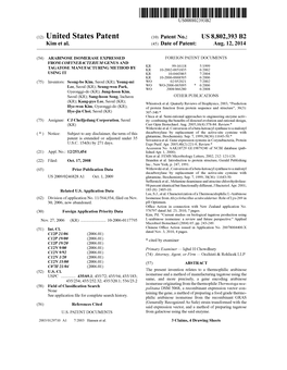 (12) United States Patent (10) Patent No.: US 8,802,393 B2 Kim Et Al
