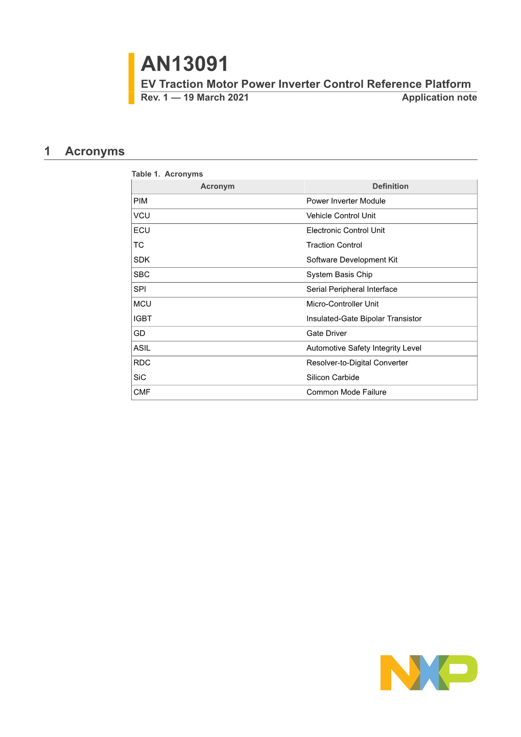 AN13091, EV Traction Motor Power Inverter Control Reference Platform