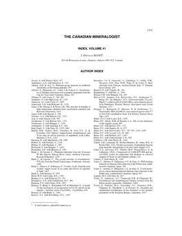 The Canadian Mineralogist