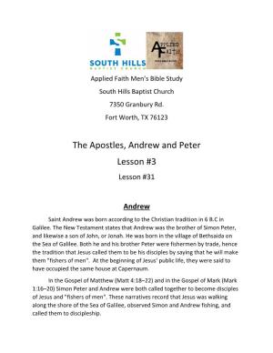 The Apostles, Andrew and Peter Lesson #3 Lesson #31