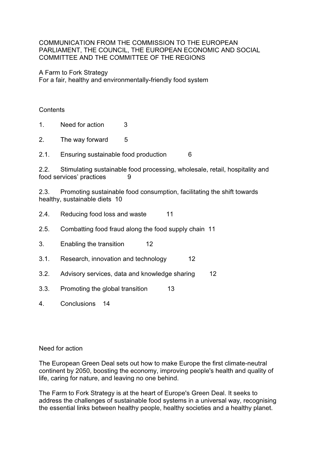 Draft Action Plan