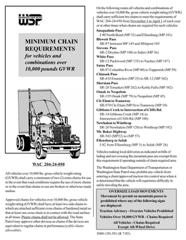 Chaining Requirements for Vehicles and Combinations Over 10,000