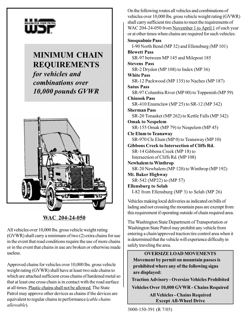 Chaining Requirements for Vehicles and Combinations Over 10,000 DocsLib