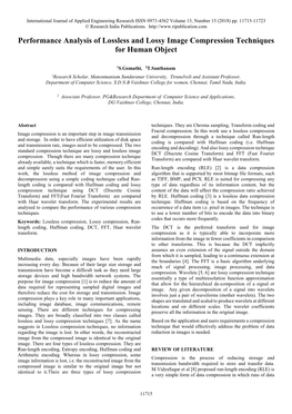 Performance Analysis of Lossless and Lossy Image Compression Techniques for Human Object