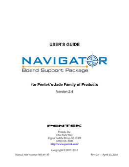 Navigator Board Support Package (BSP) User's Guide for Pentek's