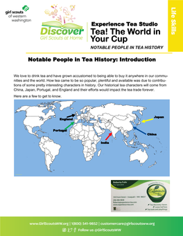Tea! the World in Your Cup NOTABLE PEOPLE in TEA HISTORY