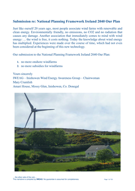 Submission Re: National Planning Framework Ireland 2040 Our Plan