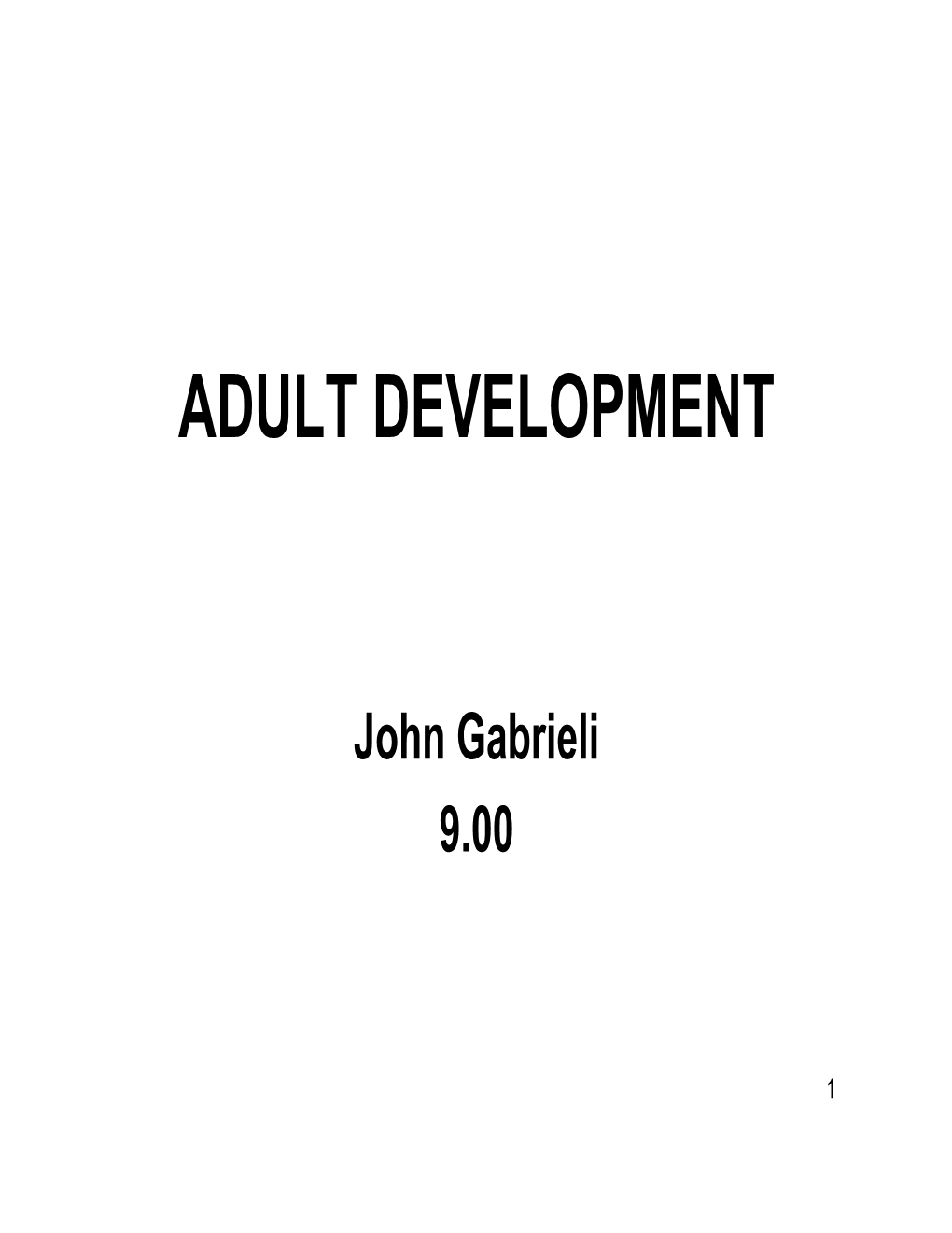 Adult Development