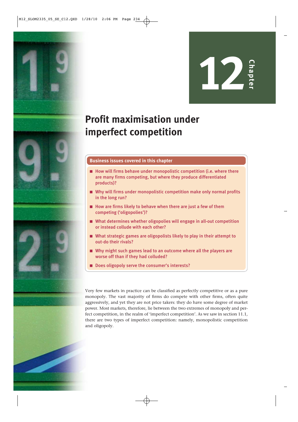 Profit Maximisation Under Imperfect Competition