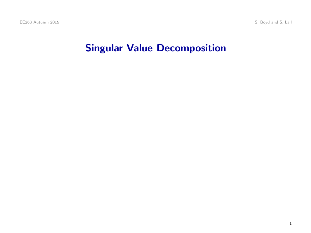 Singular Value Decomposition