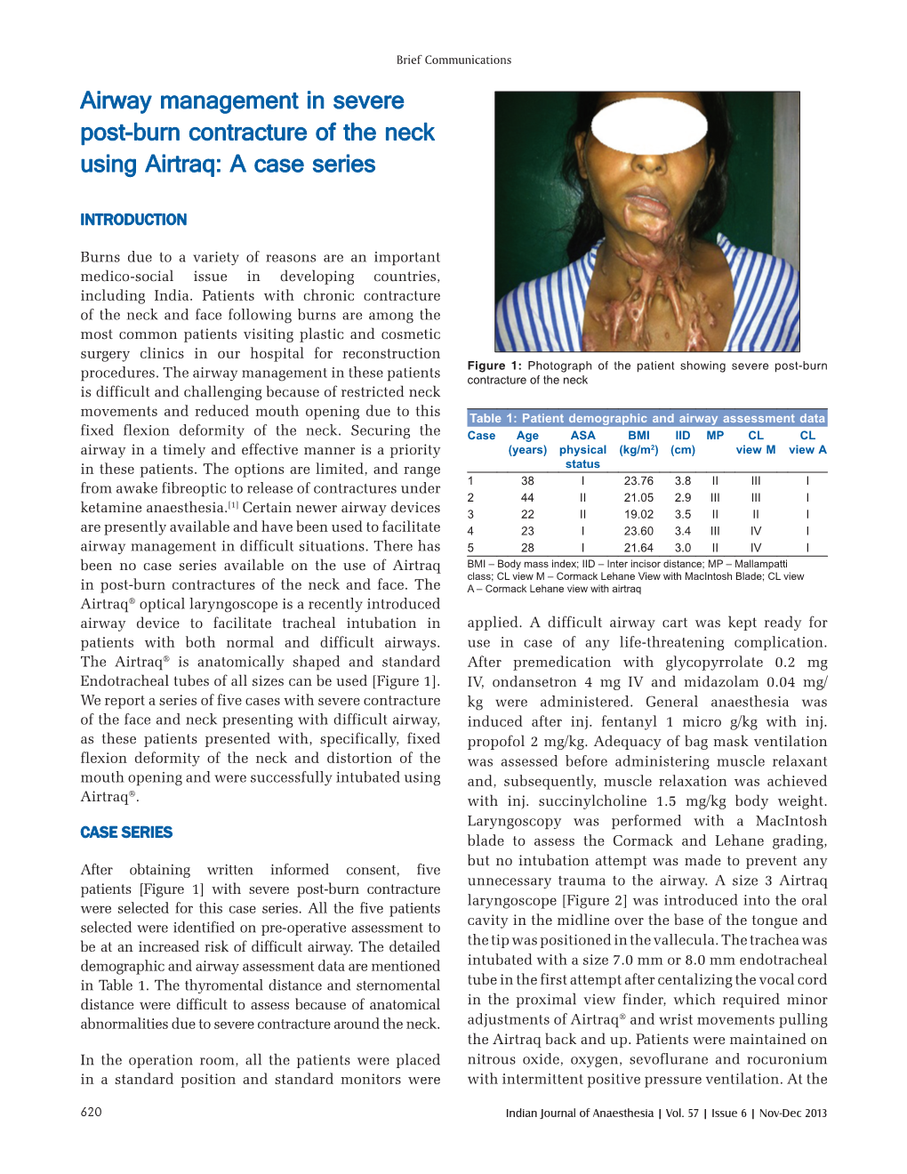 Airway Management in Severe Post-Burn