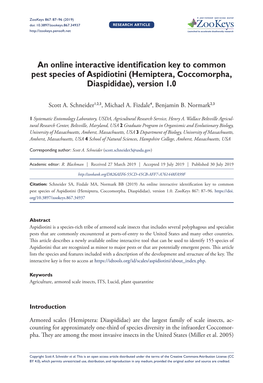 Hemiptera, Coccomorpha, Diaspididae), Version 1.0