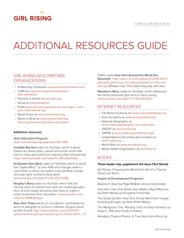 Additional Resources Guide