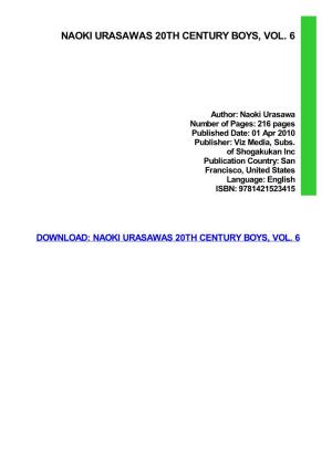 Read Book Naoki Urasawas 20Th Century Boys, Vol. 6 Pdf Free Download