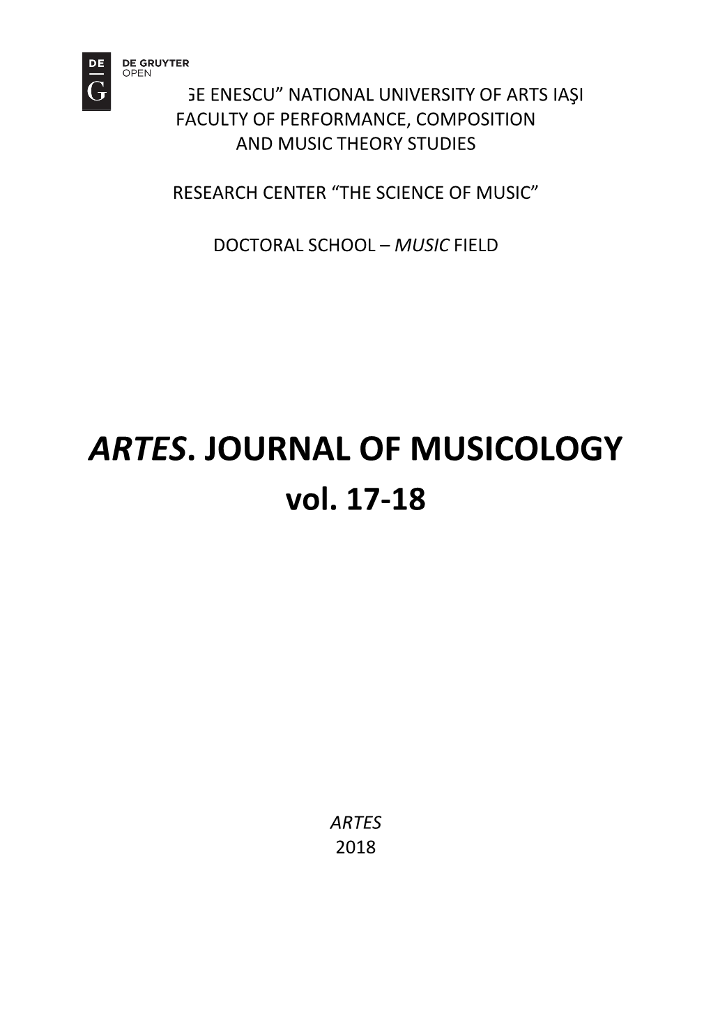 ARTES. JOURNAL of MUSICOLOGY Vol