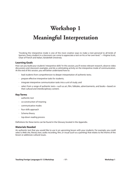 Workshop 1 Meaningful Interpretation