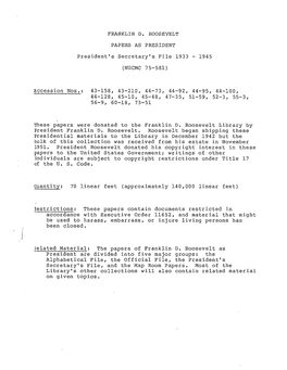 Papers As President, President's Secretary's File