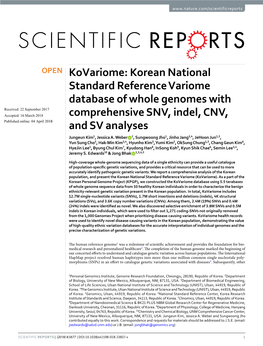 Kovariome: Korean National Standard Reference