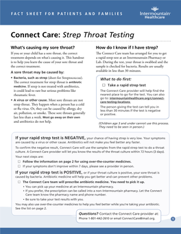Connect Care: Strep Throat Testing