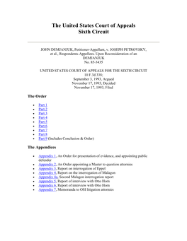 The United States Court of Appeals Sixth Circuit