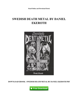 PDF Ebook Swedish Death Metal by Daniel Ekeroth