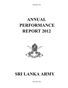 Annual Performance Report 2012 Sri Lanka Army