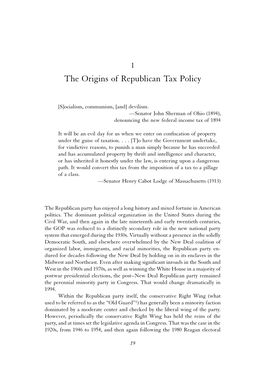 The Origins of Republican Tax Policy