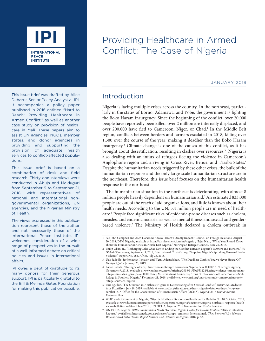 Providing Healthcare in Armed Conflict: the Case of Nigeria