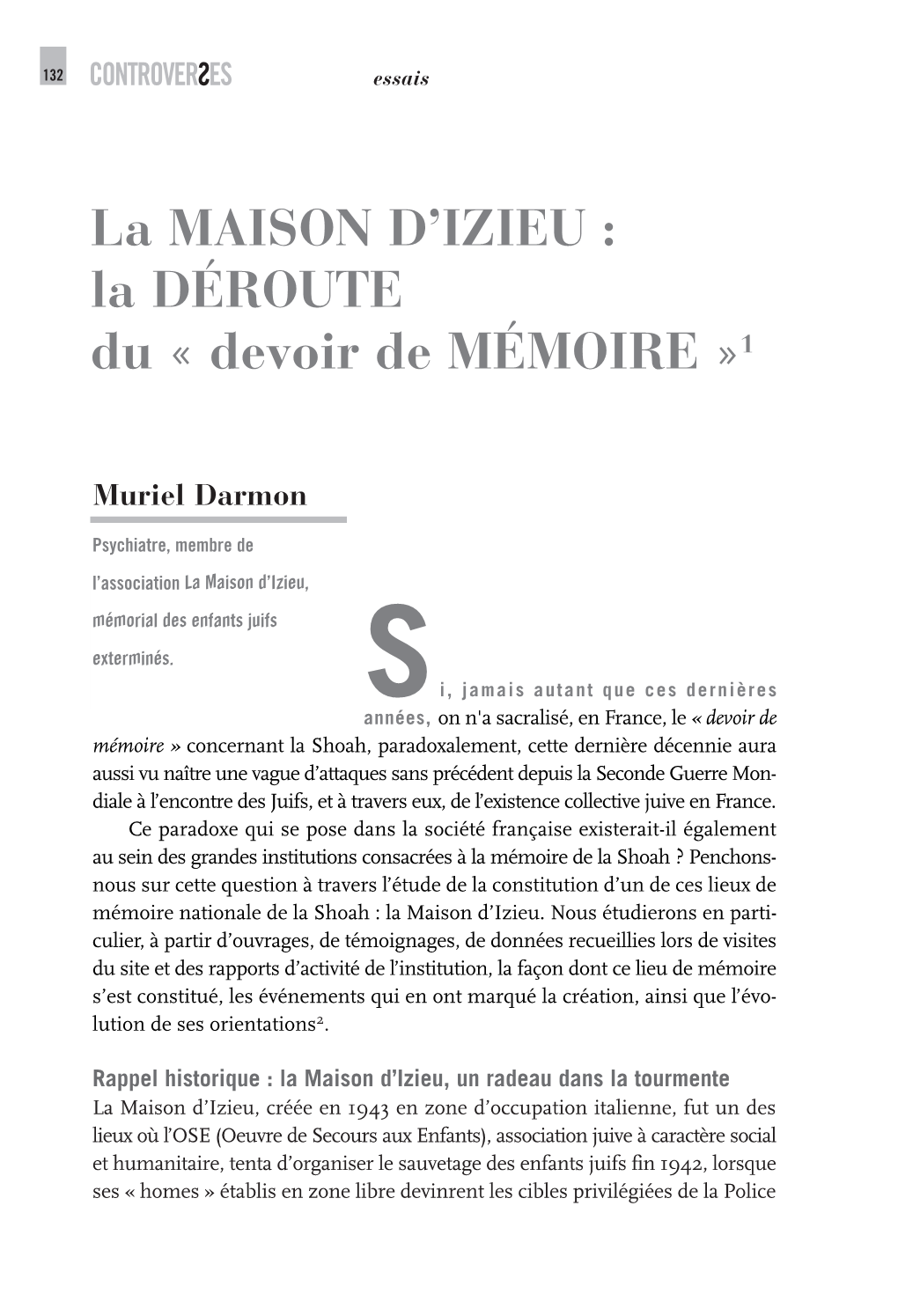 Devoir De MÉMOIRE »1