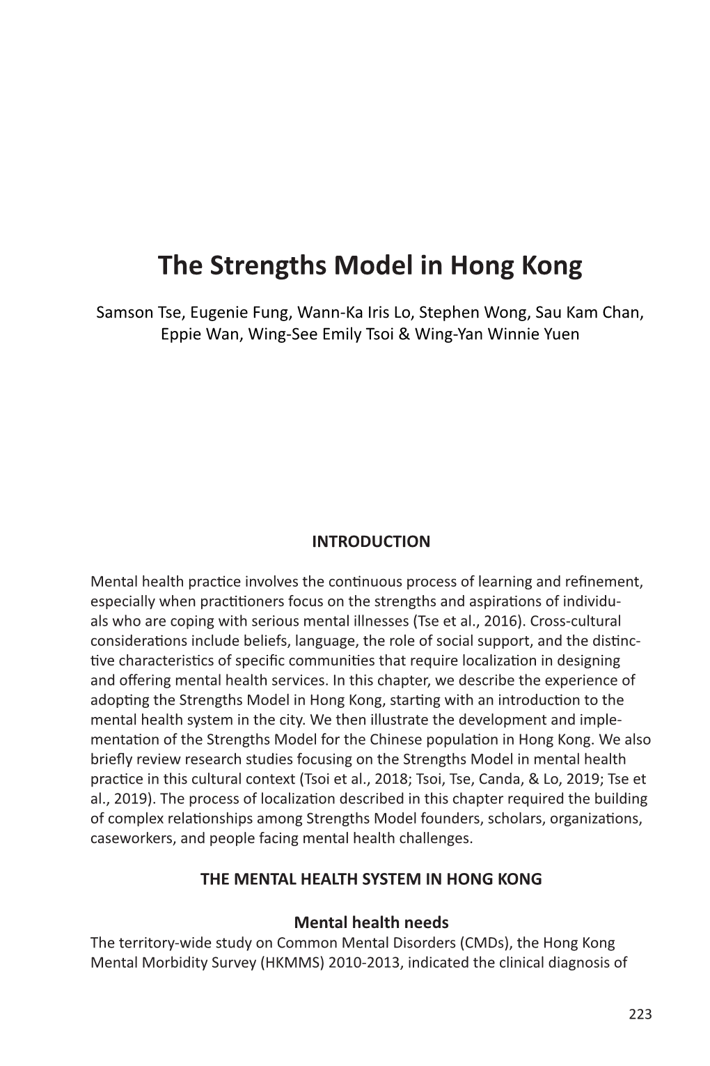 The Strengths Model in Hong Kong