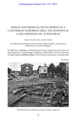 Roman and Medieval Development of a Canterbury Suburban Area: Excavations at Land Adjoining No