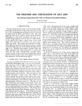 THE WEATHER and CIRCULATION of JULY 1959 the Second Consecutive July with an Unusual Circulation Pattern