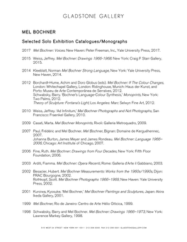 MEL BOCHNER Selected Solo Exhibition Catalogues/Monographs