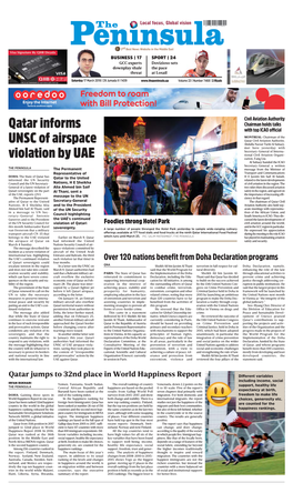 Qatar Informs UNSC of Airspace Violation By