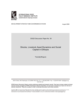 Shocks, Livestock Asset Dynamics and Social Capital in Ethiopia