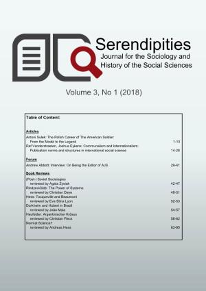 Serendipities Journal for the Sociology and History of the Social Sciences