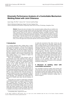 Kinematic Performance Analysis of a Controllable Mechanism Welding Robot with Joint Clearance
