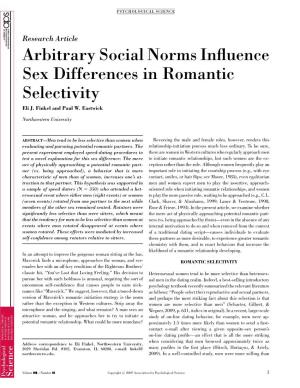 Arbitrary Social Norms Influence Sex Differences in Romantic Selectivity