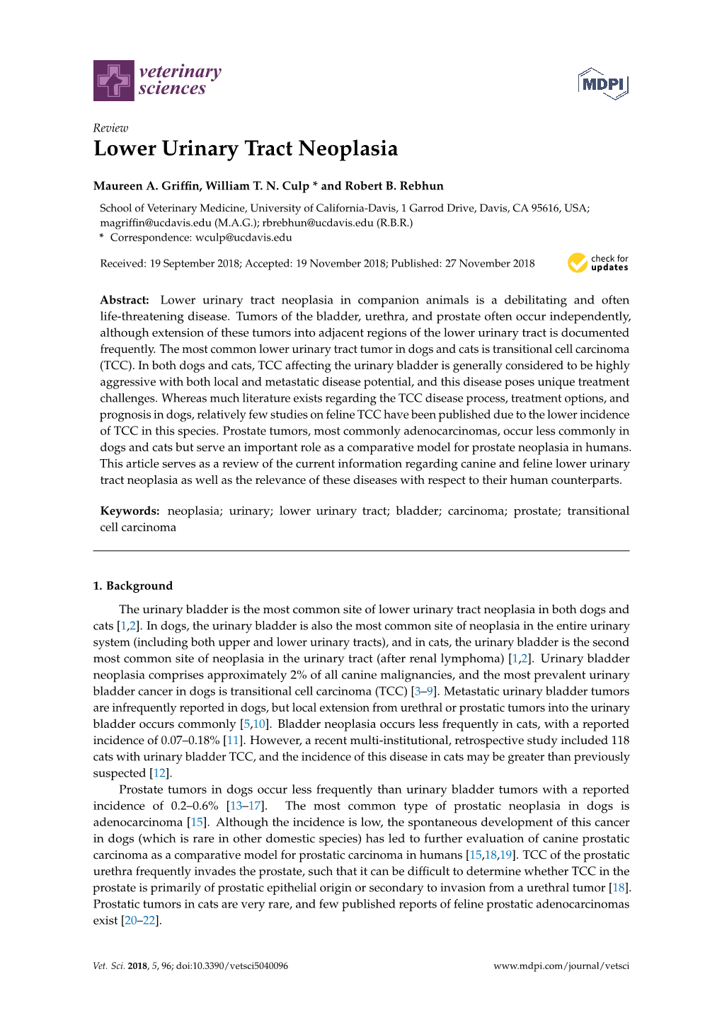 Lower Urinary Tract Neoplasia