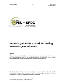 Impulse Generators for Testing Low Voltage Equipment