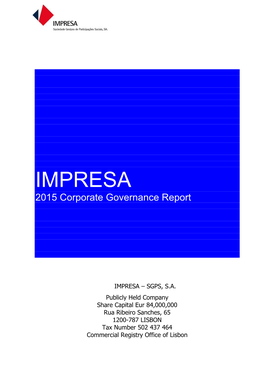 IMPRESA 2015 Corporate Governance Report