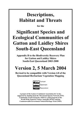 Gatton Laidley Biodiversity Recovery Plan