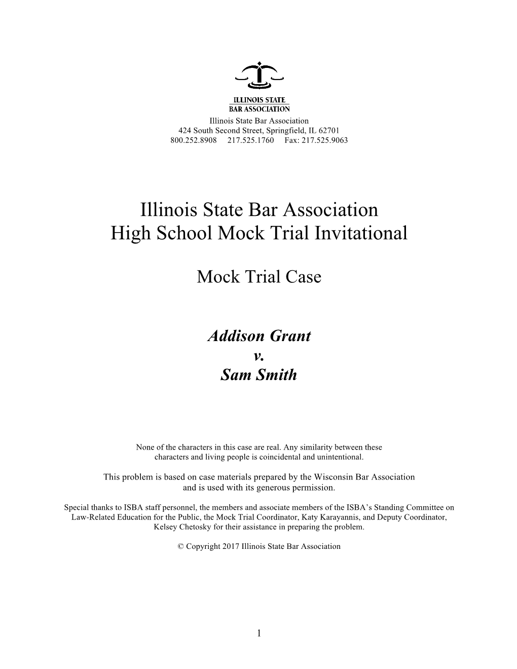 Illinois State Bar Association High School Mock Trial Invitational