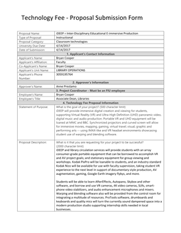 Technology Fee - Proposal Submission Form