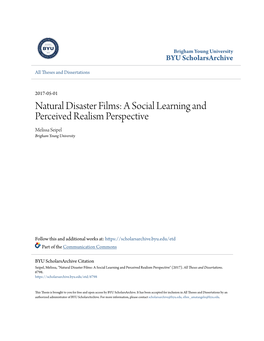 Natural Disaster Films: a Social Learning and Perceived Realism Perspective Melissa Seipel Brigham Young University