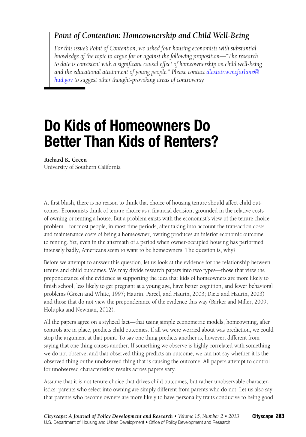 Do Kids of Homeowners Do Better Than Kids of Renters?