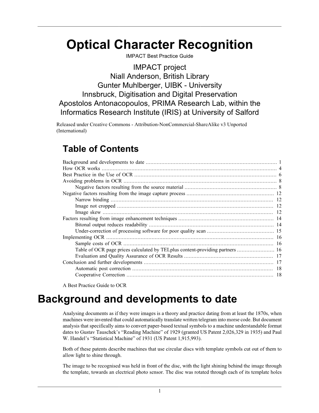 Optical Character Recognition